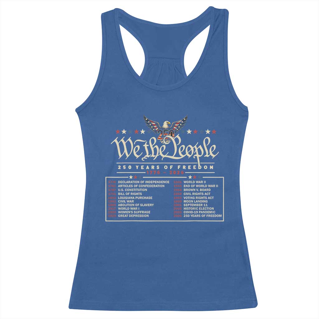 250 Year Timeline 1776 2026 Patriotic Historical Anniversary Racerback Tank Top