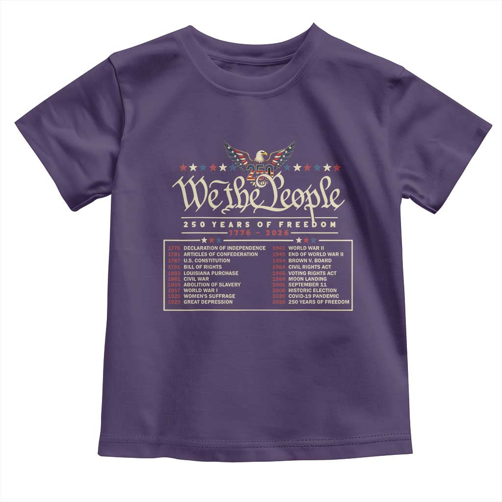 250 Year Timeline 1776 2026 Patriotic Historical Anniversary Toddler T Shirt