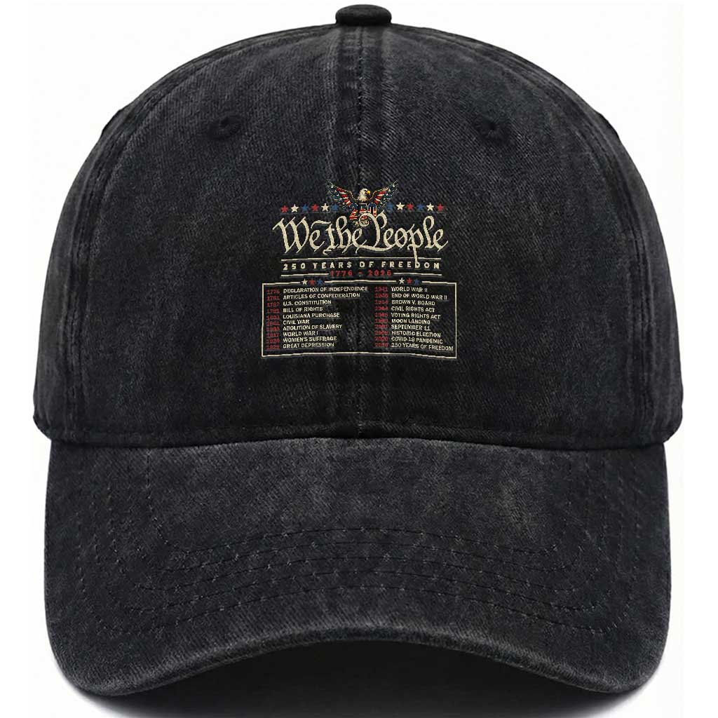 250 Year Timeline 1776 2026 Patriotic Historical Anniversary Washed Cotton Baseball Cap