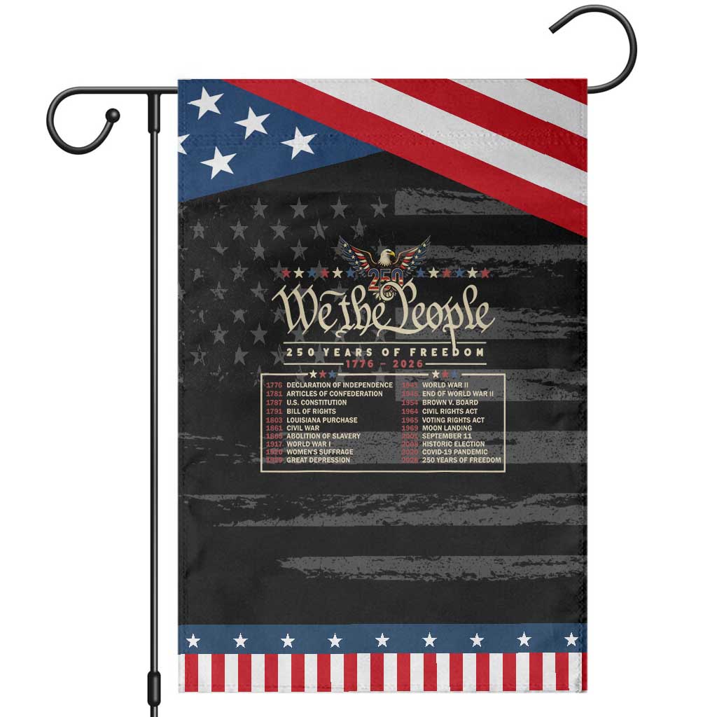 250 Year Timeline 1776 2026 Patriotic Historical Anniversary Garden Flag