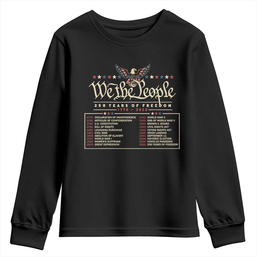 250 Year Timeline 1776 2026 Patriotic Historical Anniversary Youth Sweatshirt
