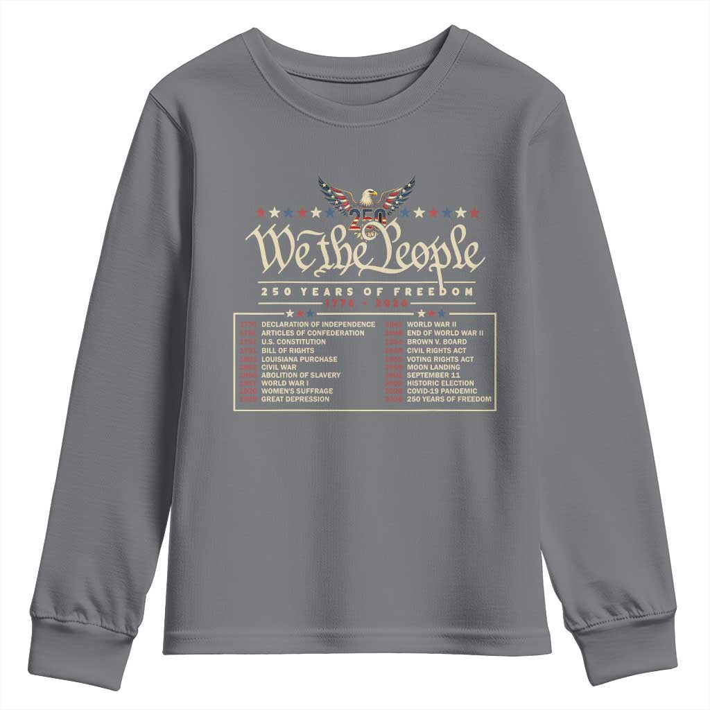250 Year Timeline 1776 2026 Patriotic Historical Anniversary Youth Sweatshirt