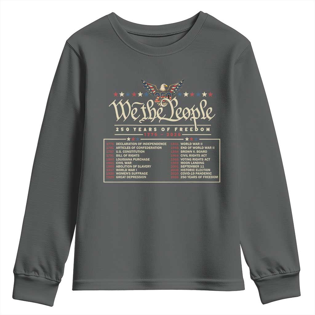 250 Year Timeline 1776 2026 Patriotic Historical Anniversary Youth Sweatshirt