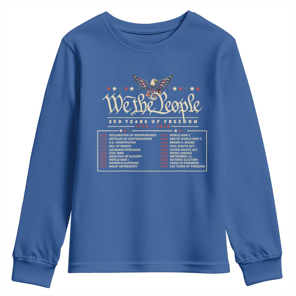 250 Year Timeline 1776 2026 Patriotic Historical Anniversary Youth Sweatshirt