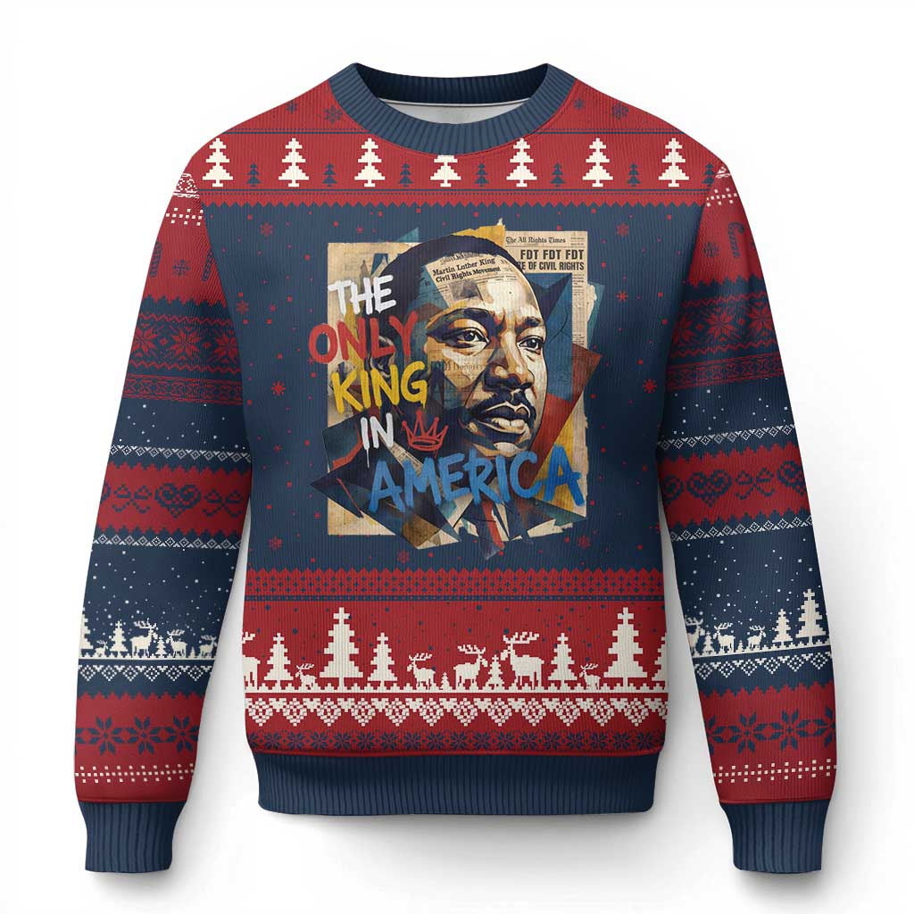 Martin Luther King Ugly Christmas Sweater The Only King In America No Kings Protest