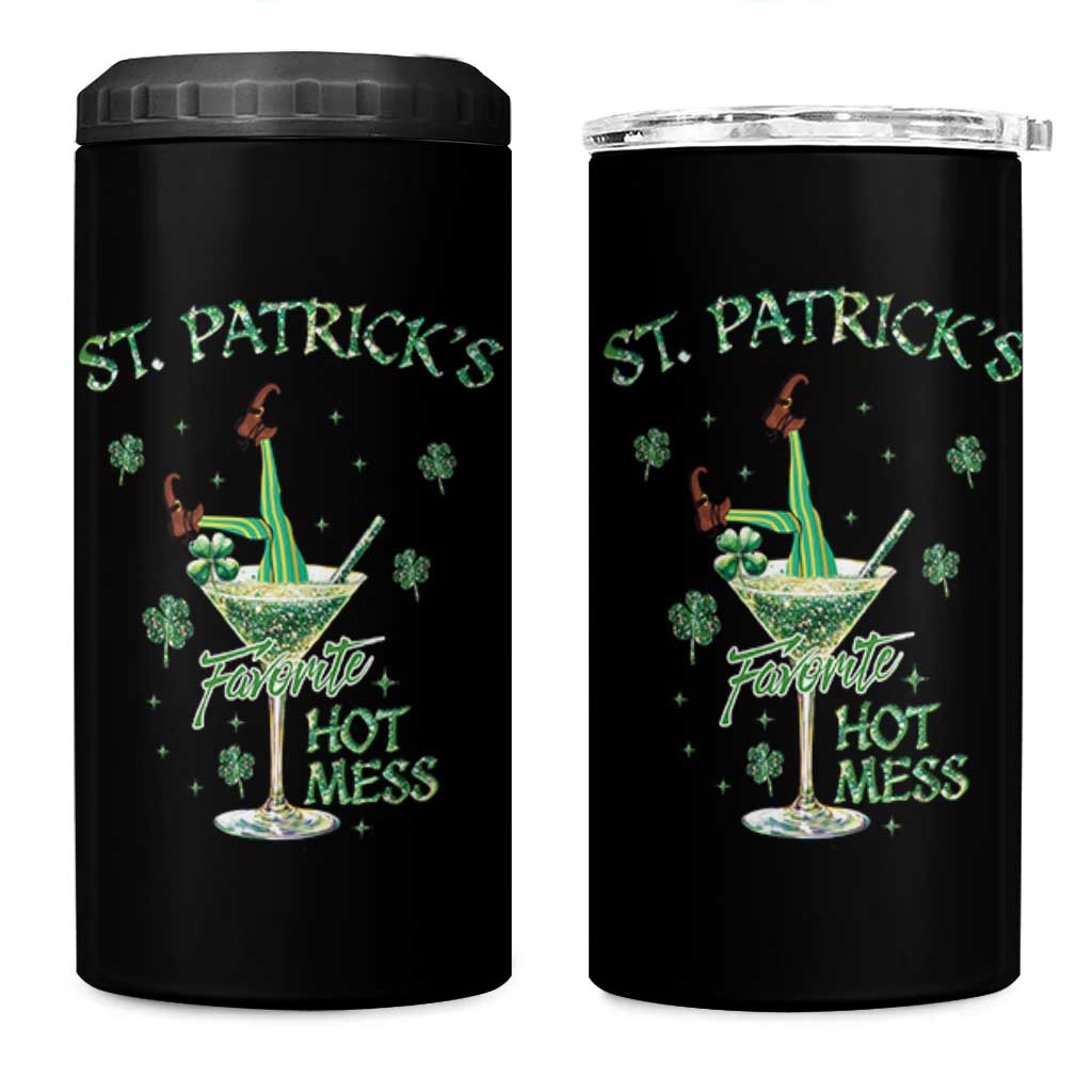 Funny St Patrick's Favorite Hot Mess 4 in 1 Can Cooler Tumbler Drunk Leprechaun Cocktail - Wonder Print Shop