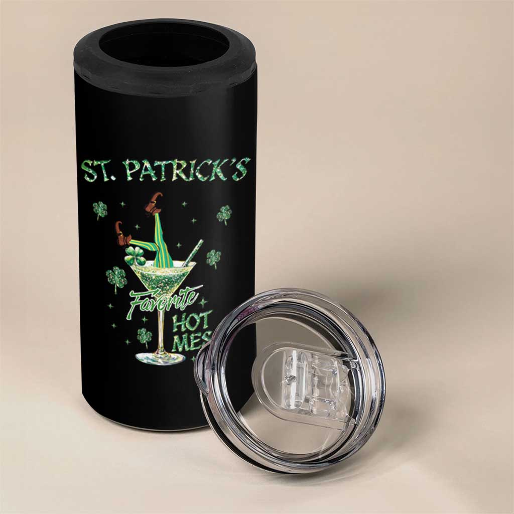 Funny St Patrick's Favorite Hot Mess 4 in 1 Can Cooler Tumbler Drunk Leprechaun Cocktail - Wonder Print Shop