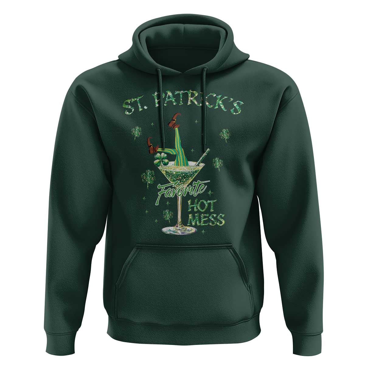 Funny St Patrick's Favorite Hot Mess Hoodie Drunk Leprechaun Cocktail