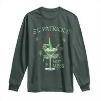 Funny St Patrick's Favorite Hot Mess Long Sleeve Shirt Drunk Leprechaun Cocktail