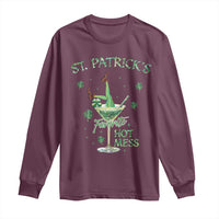 Funny St Patrick's Favorite Hot Mess Long Sleeve Shirt Drunk Leprechaun Cocktail