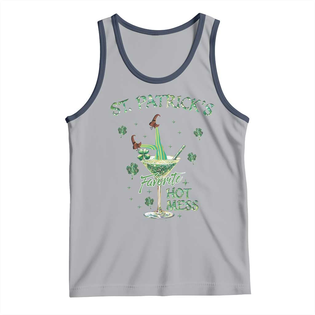 Funny St Patrick's Favorite Hot Mess Tank Top Drunk Leprechaun Cocktail