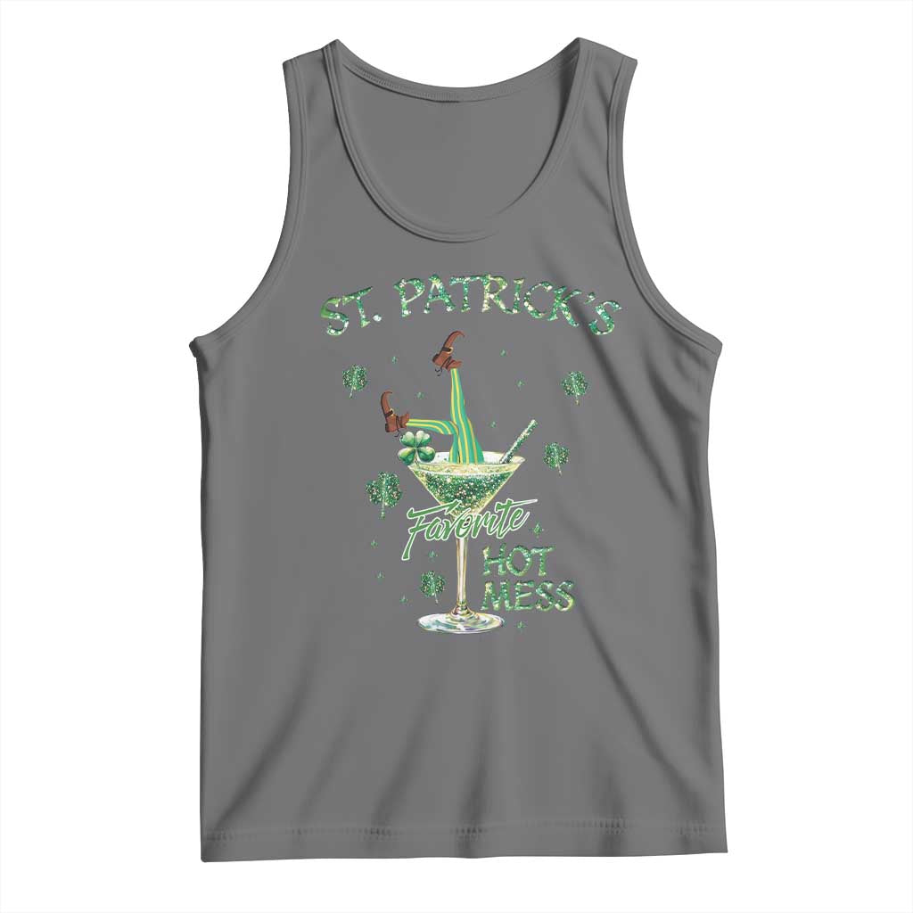 Funny St Patrick's Favorite Hot Mess Tank Top Drunk Leprechaun Cocktail