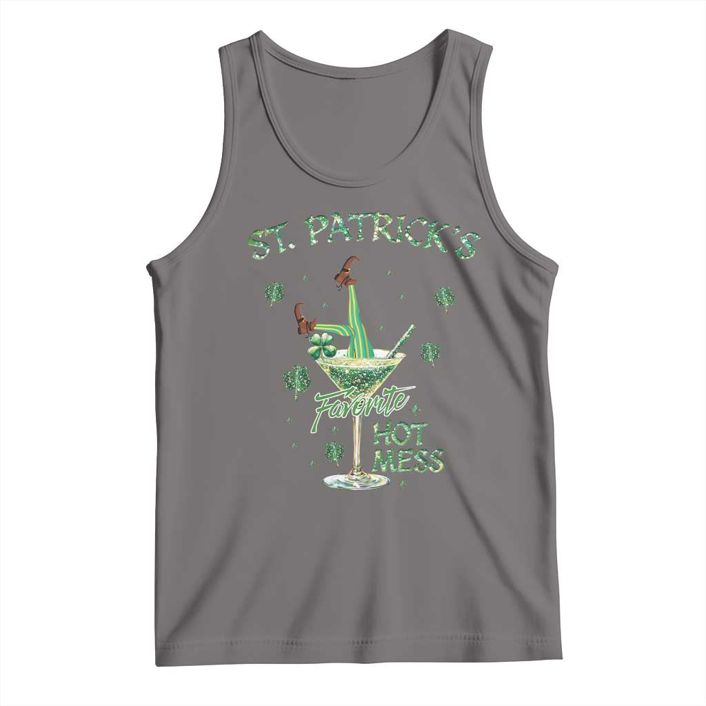Funny St Patrick's Favorite Hot Mess Tank Top Drunk Leprechaun Cocktail