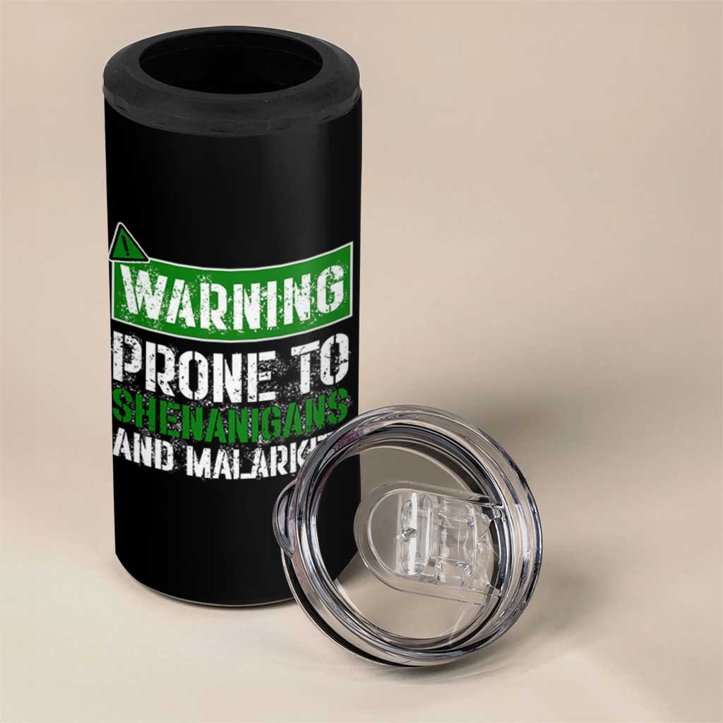 Funny Warning Prone To Shenanigans And Malarkey St Patrick's Day 4 in 1 Can Cooler Tumbler