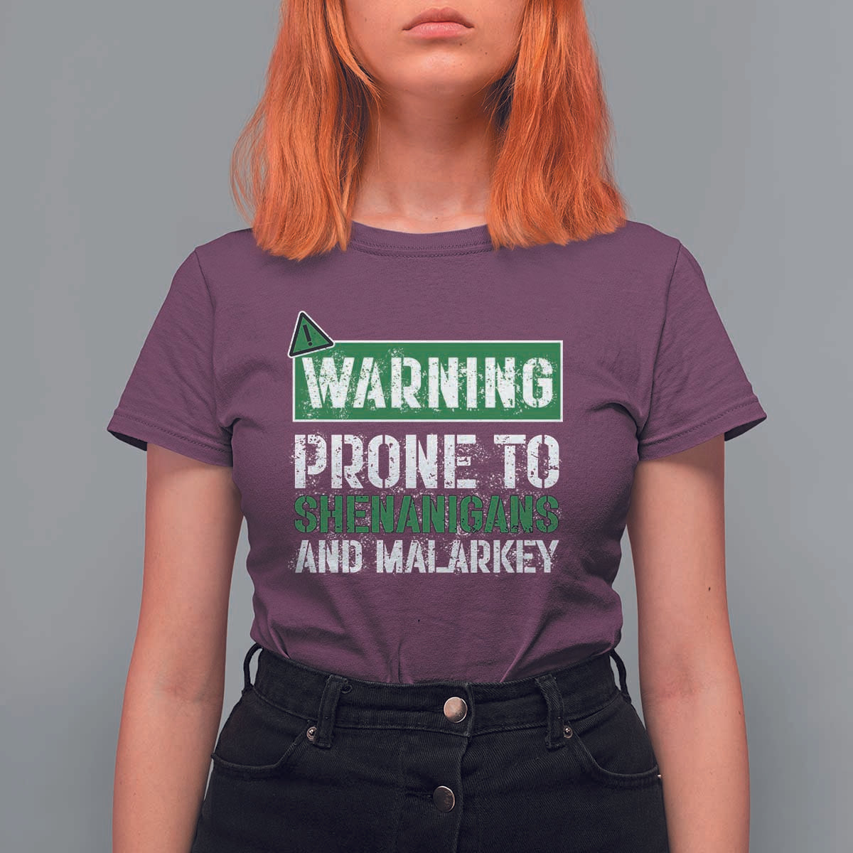 Funny Warning Prone To Shenanigans And Malarkey St Patrick's Day T Shirt For Women