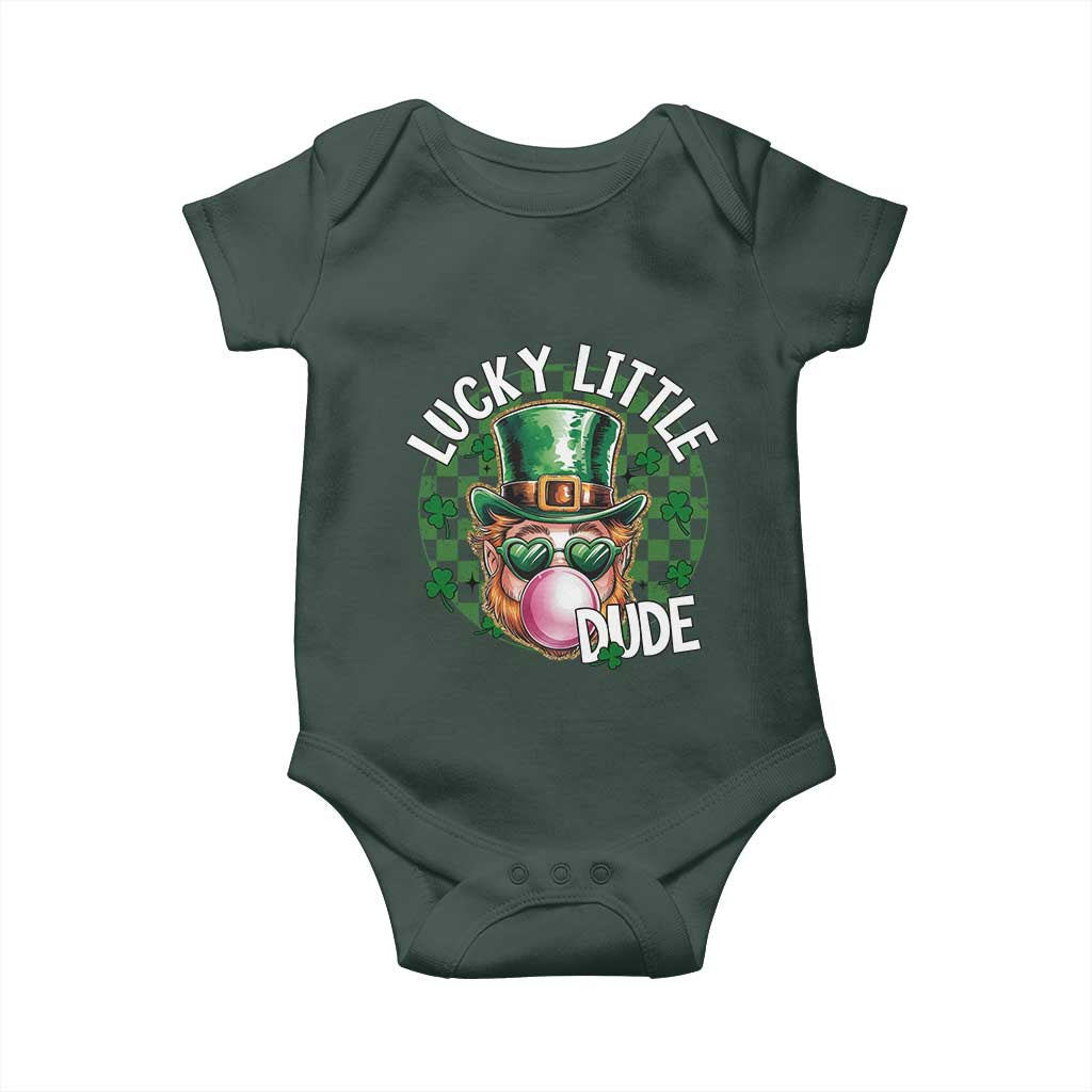 Funny St Patrick's Day Lucky Little Dude Baby Onesie Cute Leprechaun Shamrock