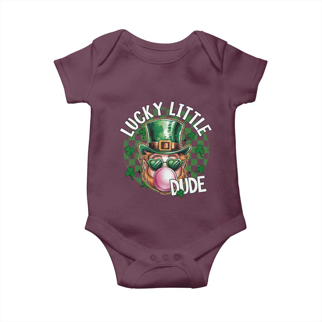 Funny St Patrick's Day Lucky Little Dude Baby Onesie Cute Leprechaun Shamrock