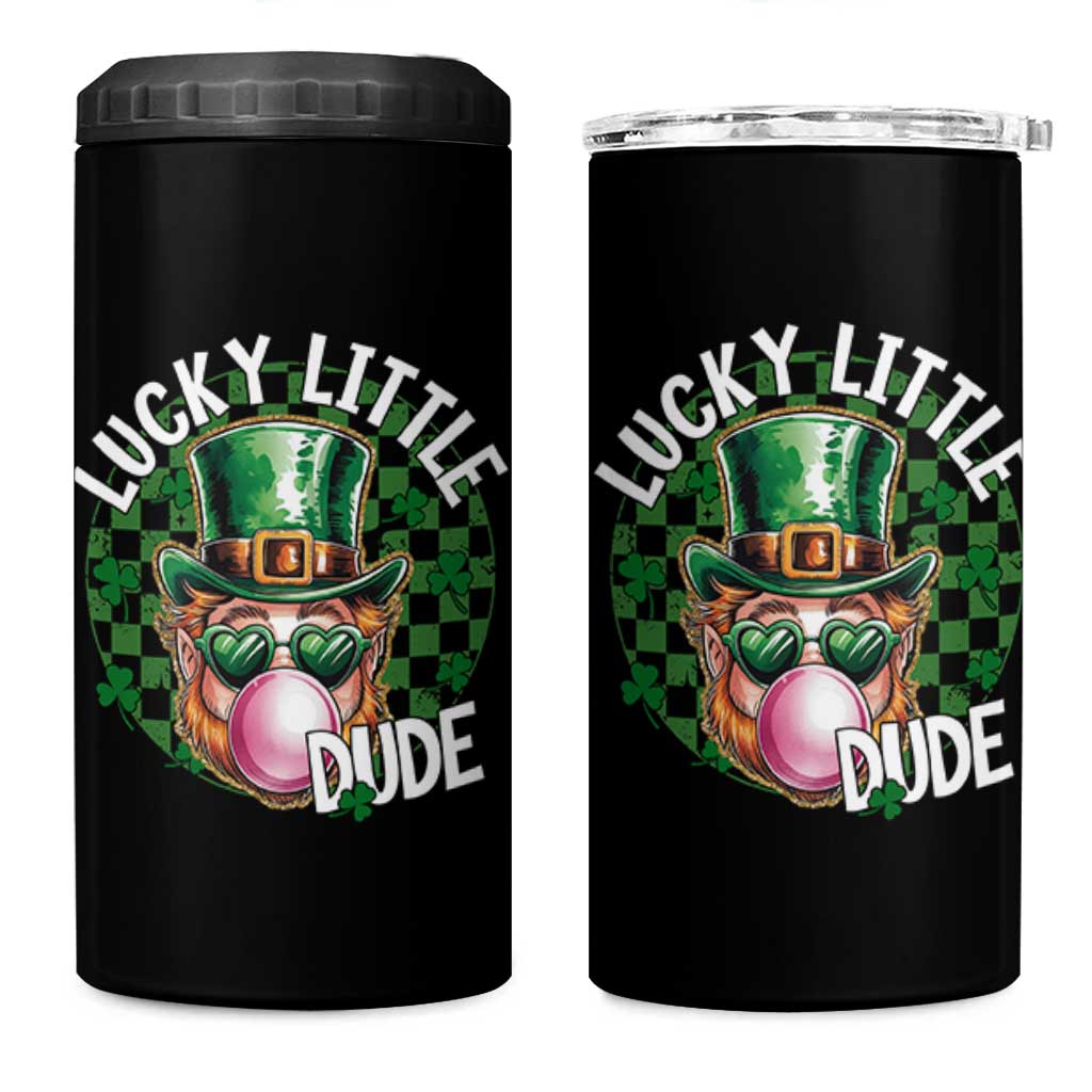 Funny St Patrick's Day Lucky Little Dude 4 in 1 Can Cooler Tumbler Cute Leprechaun Shamrock