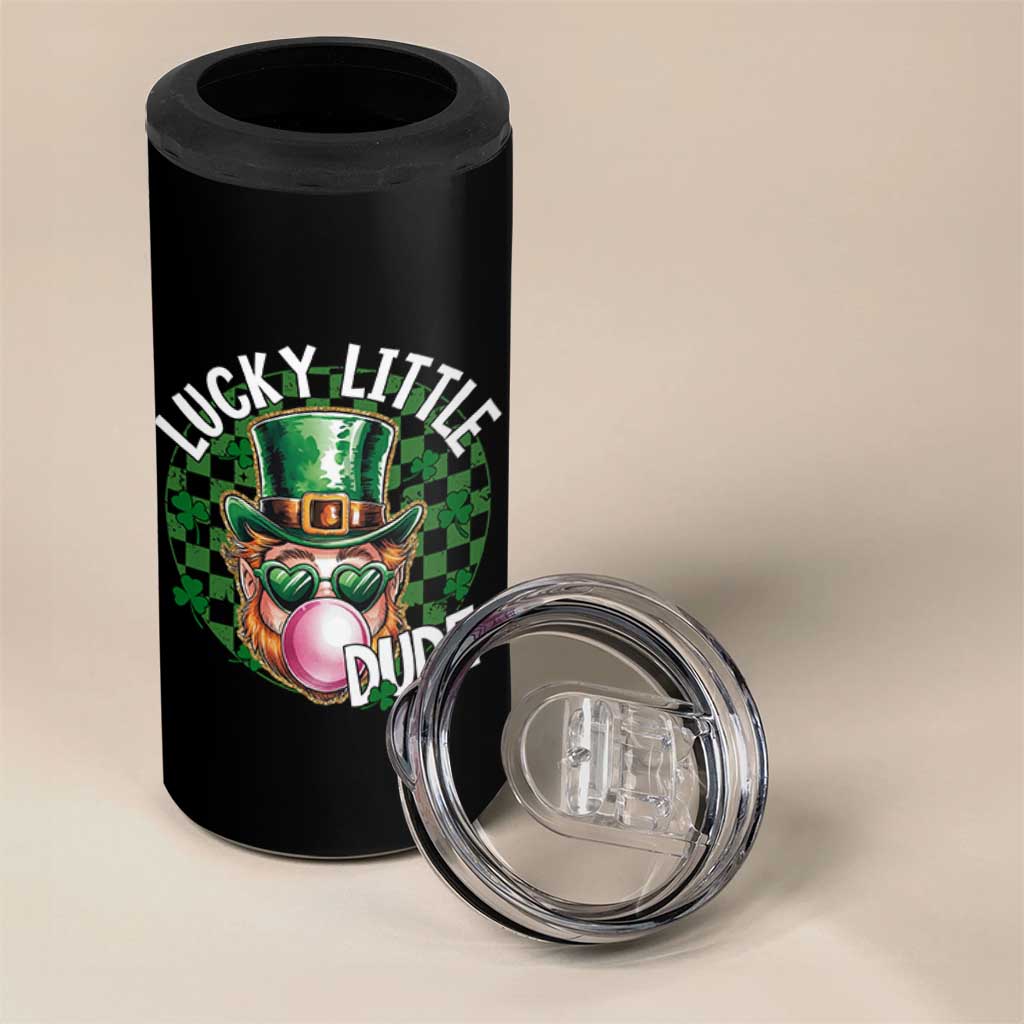 Funny St Patrick's Day Lucky Little Dude 4 in 1 Can Cooler Tumbler Cute Leprechaun Shamrock