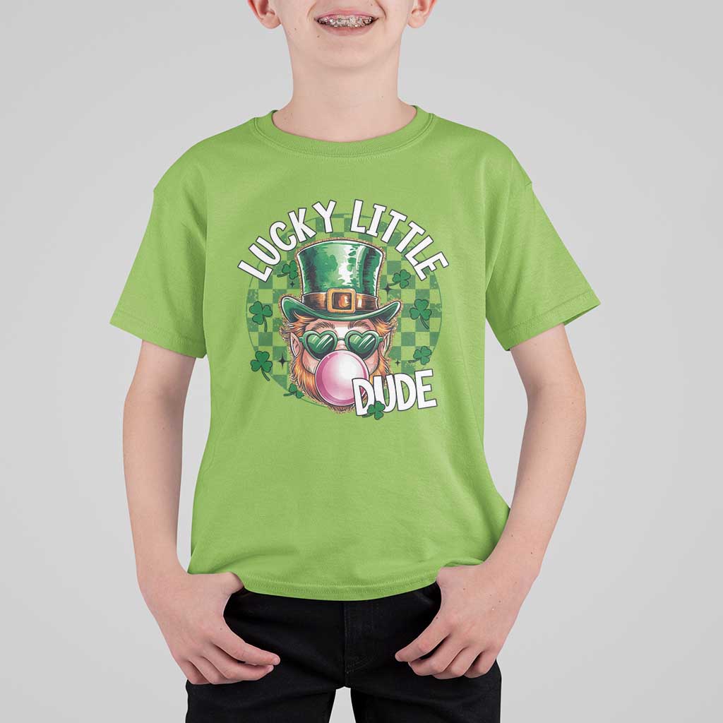 Funny St Patrick's Day Lucky Little Dude T Shirt For Kid Cute Leprechaun Shamrock