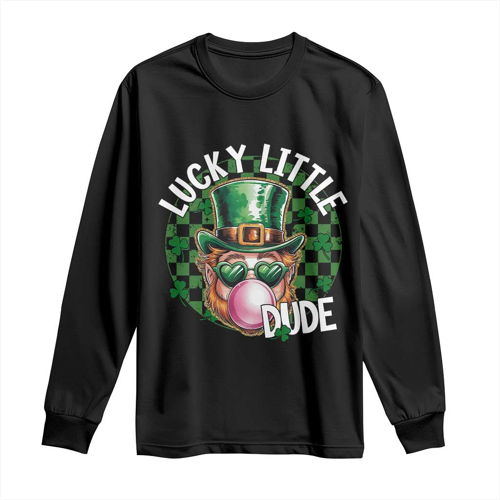 Funny St Patrick's Day Lucky Little Dude Long Sleeve Shirt Cute Leprechaun Shamrock