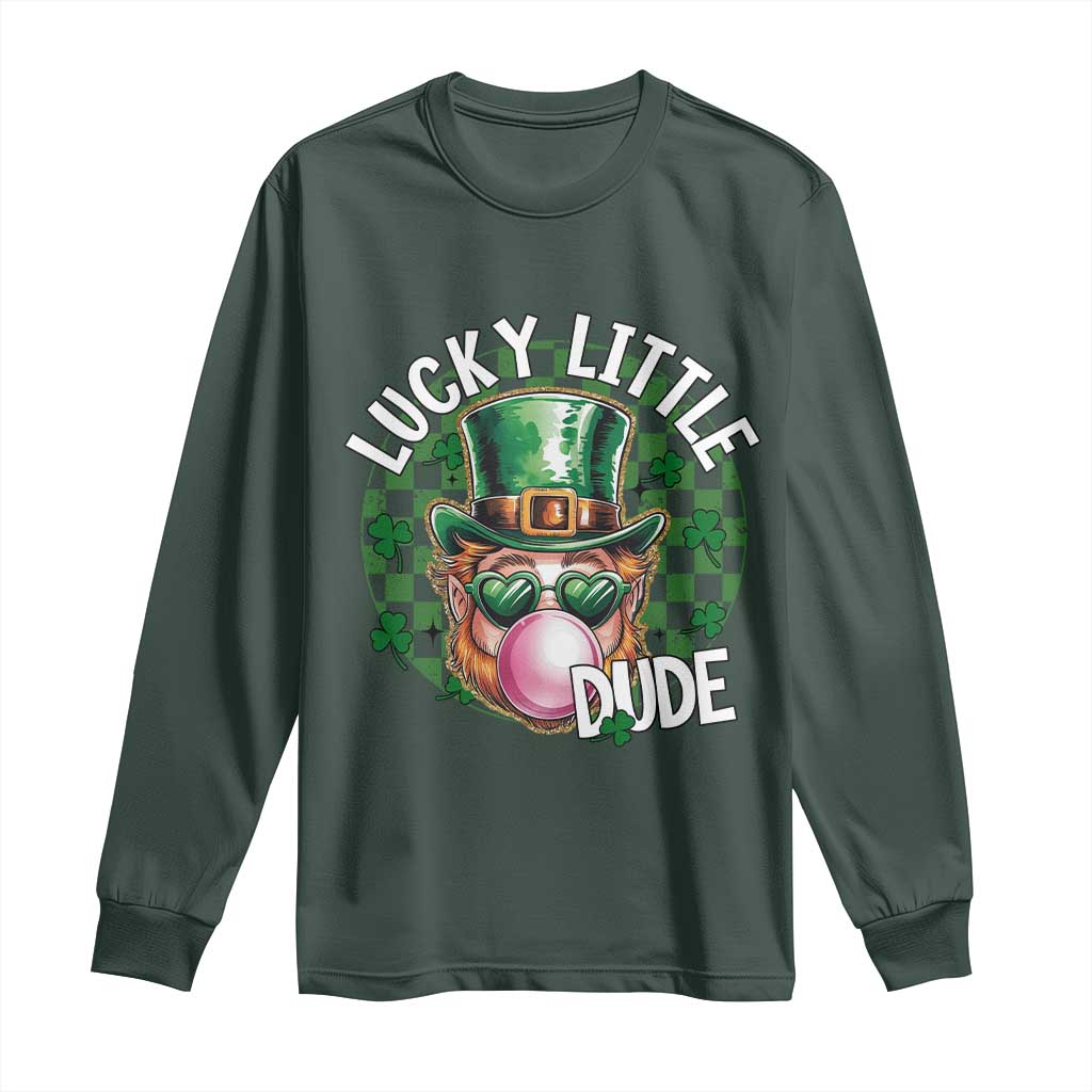 Funny St Patrick's Day Lucky Little Dude Long Sleeve Shirt Cute Leprechaun Shamrock