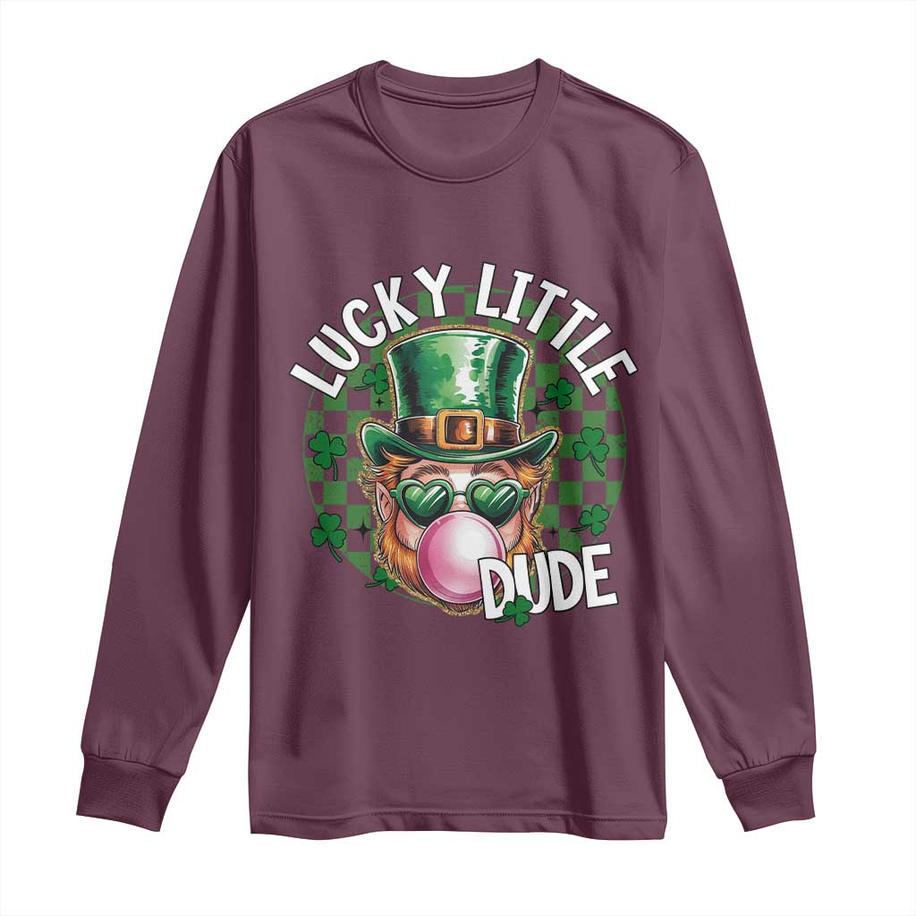 Funny St Patrick's Day Lucky Little Dude Long Sleeve Shirt Cute Leprechaun Shamrock