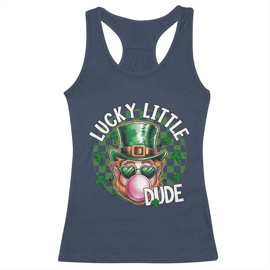 Funny St Patrick's Day Lucky Little Dude Racerback Tank Top Cute Leprechaun Shamrock