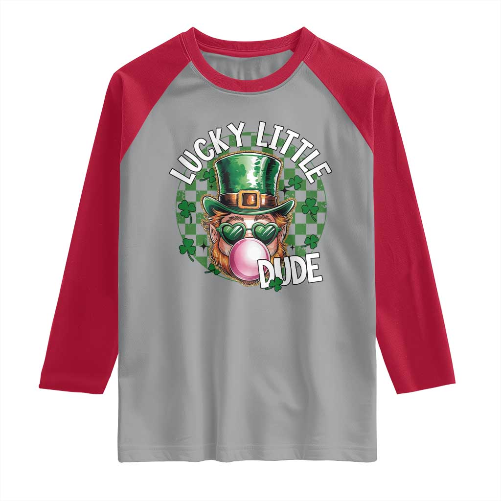 Funny St Patrick's Day Lucky Little Dude Raglan Shirt Cute Leprechaun Shamrock