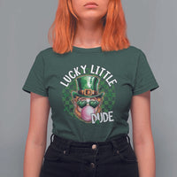 Funny St Patrick's Day Lucky Little Dude T Shirt For Women Cute Leprechaun Shamrock