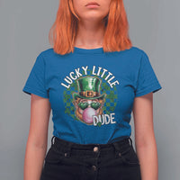 Funny St Patrick's Day Lucky Little Dude T Shirt For Women Cute Leprechaun Shamrock