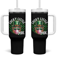 Funny St Patrick's Day Lucky Little Dude Tumbler With Handle Cute Leprechaun Shamrock