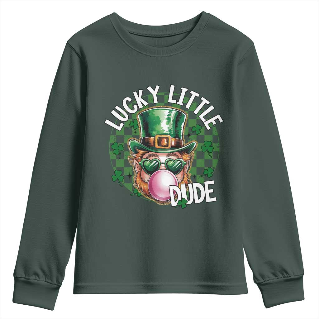 Funny St Patrick's Day Lucky Little Dude Youth Sweatshirt Cute Leprechaun Shamrock