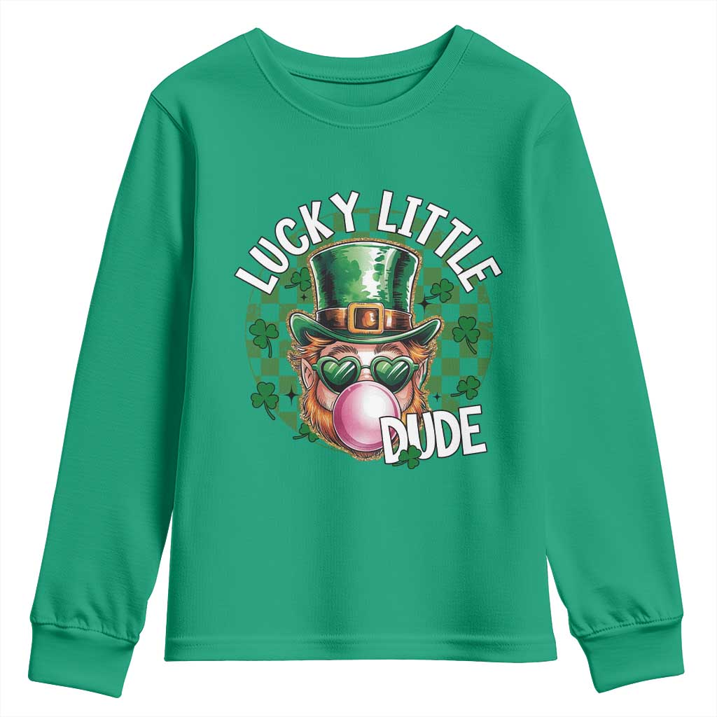 Funny St Patrick's Day Lucky Little Dude Youth Sweatshirt Cute Leprechaun Shamrock