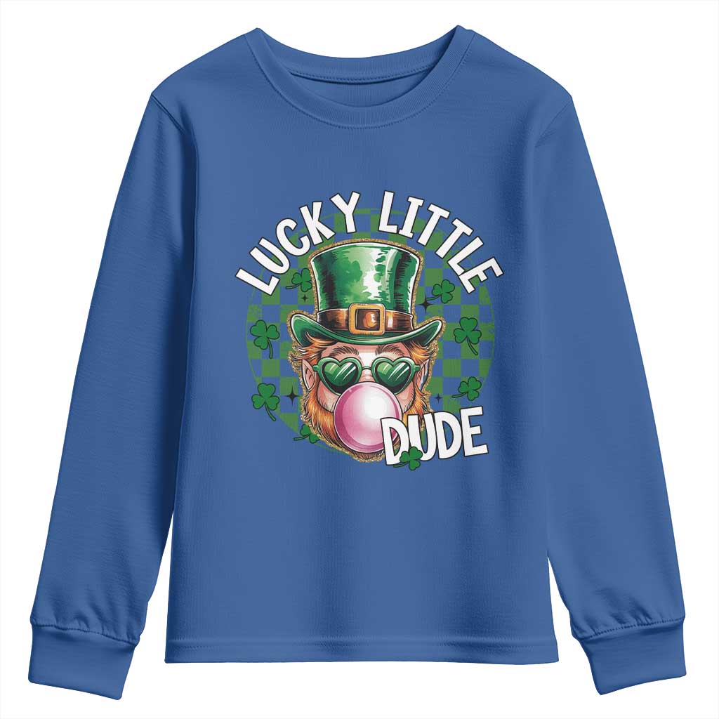 Funny St Patrick's Day Lucky Little Dude Youth Sweatshirt Cute Leprechaun Shamrock