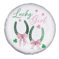 Funny St Patrick's Day Coquette Spare Tire Cover Lucky Girl Horseshoe Pink Bow
