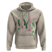 Funny St Patrick's Day Coquette Hoodie Lucky Girl Horseshoe Pink Bow