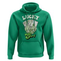 Funny St Patrick's Day Casino Games Hoodie Lucky Girl Shamrock Casino Poker Chips Cards