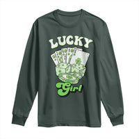 Funny St Patrick's Day Casino Games Long Sleeve Shirt Lucky Girl Shamrock Casino Poker Chips Cards