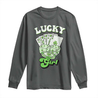 Funny St Patrick's Day Casino Games Long Sleeve Shirt Lucky Girl Shamrock Casino Poker Chips Cards