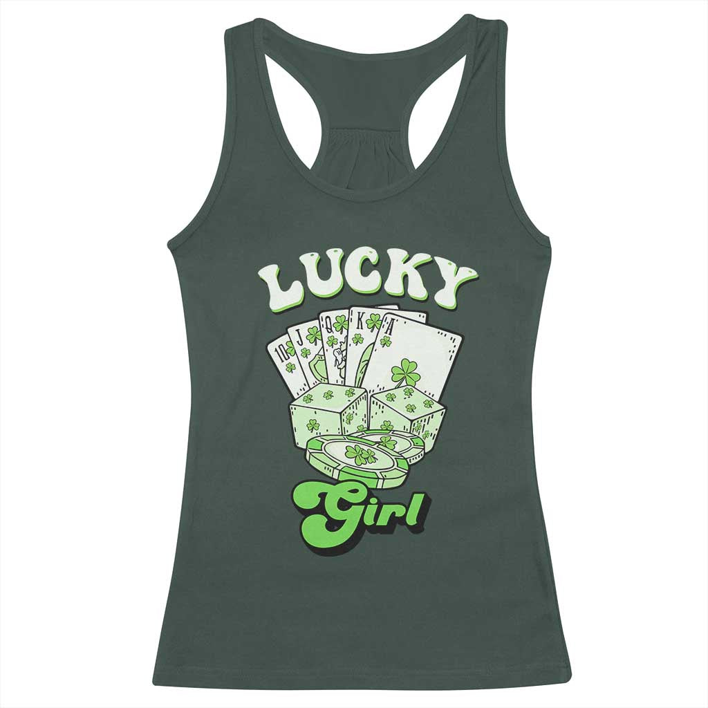 Funny St Patrick's Day Casino Games Racerback Tank Top Lucky Girl Shamrock Casino Poker Chips Cards