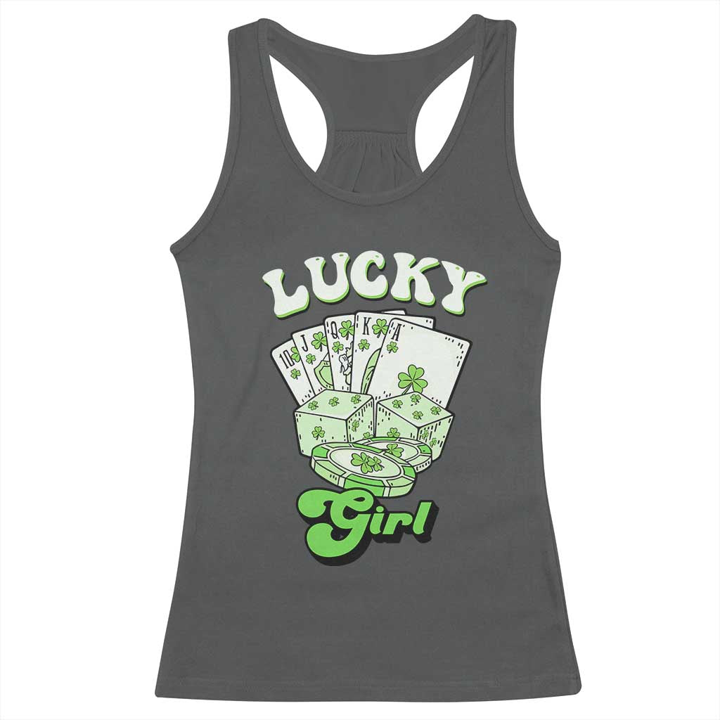 Funny St Patrick's Day Casino Games Racerback Tank Top Lucky Girl Shamrock Casino Poker Chips Cards