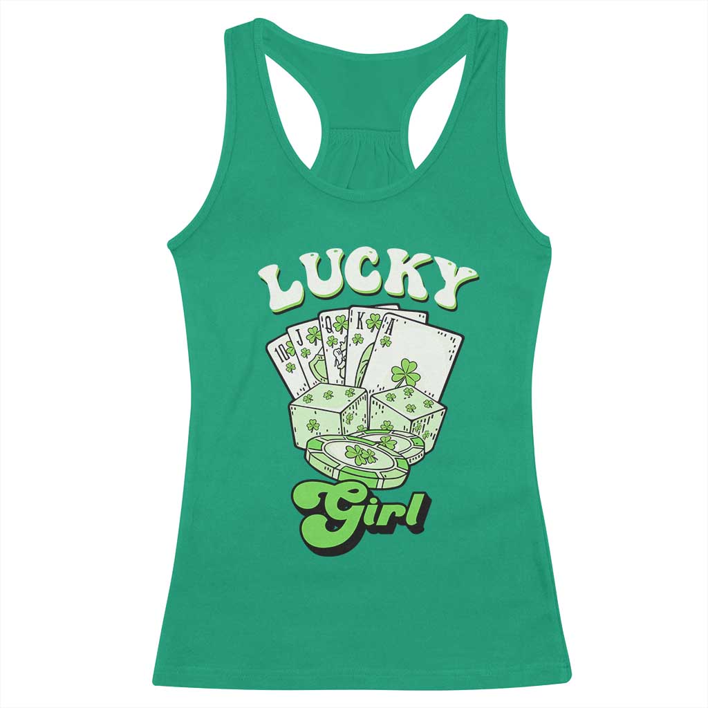 Funny St Patrick's Day Casino Games Racerback Tank Top Lucky Girl Shamrock Casino Poker Chips Cards
