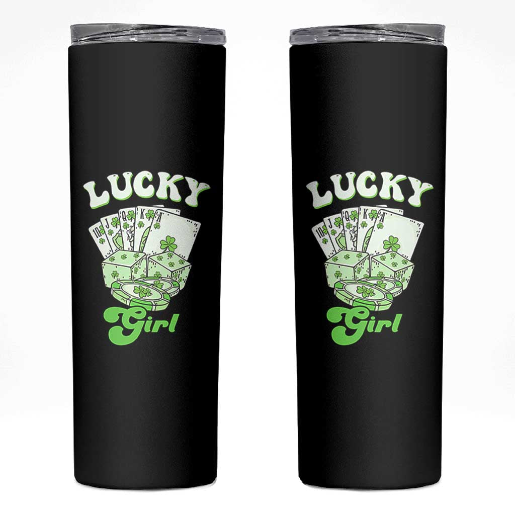 Funny St Patrick's Day Casino Games Skinny Tumbler Lucky Girl Shamrock Casino Poker Chips Cards