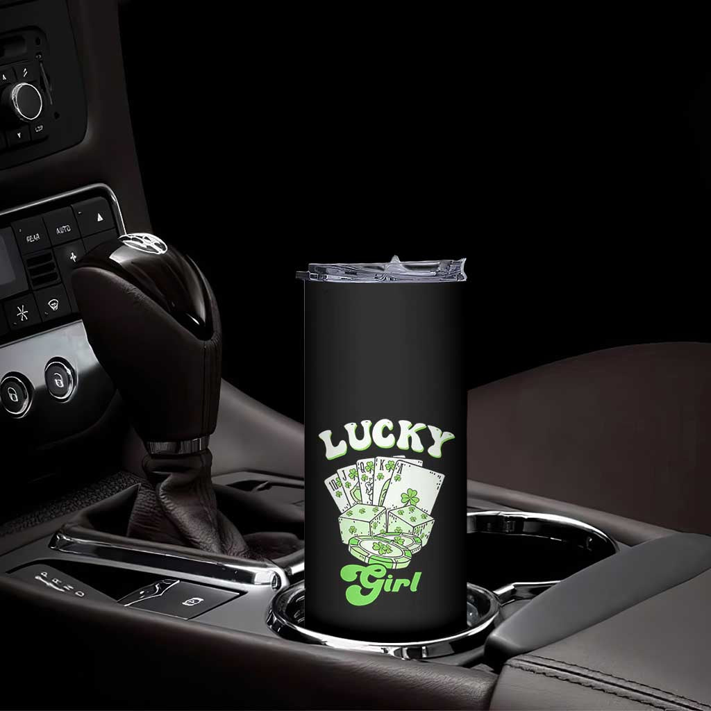 Funny St Patrick's Day Casino Games Skinny Tumbler Lucky Girl Shamrock Casino Poker Chips Cards