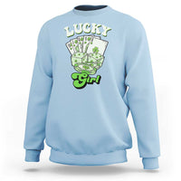 Funny St Patrick's Day Casino Games Sweatshirt Lucky Girl Shamrock Casino Poker Chips Cards
