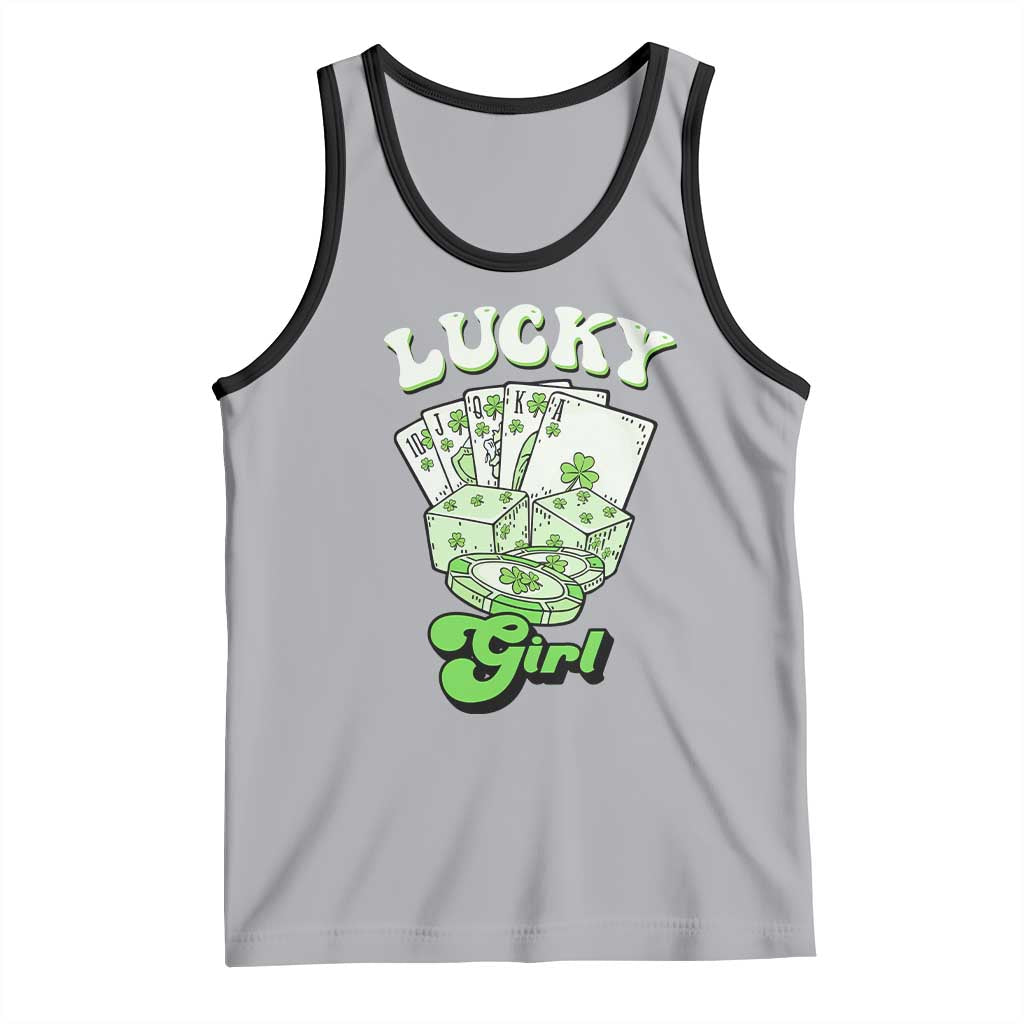 Funny St Patrick's Day Casino Games Tank Top Lucky Girl Shamrock Casino Poker Chips Cards