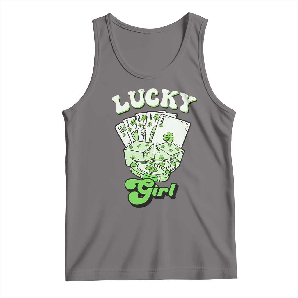 Funny St Patrick's Day Casino Games Tank Top Lucky Girl Shamrock Casino Poker Chips Cards