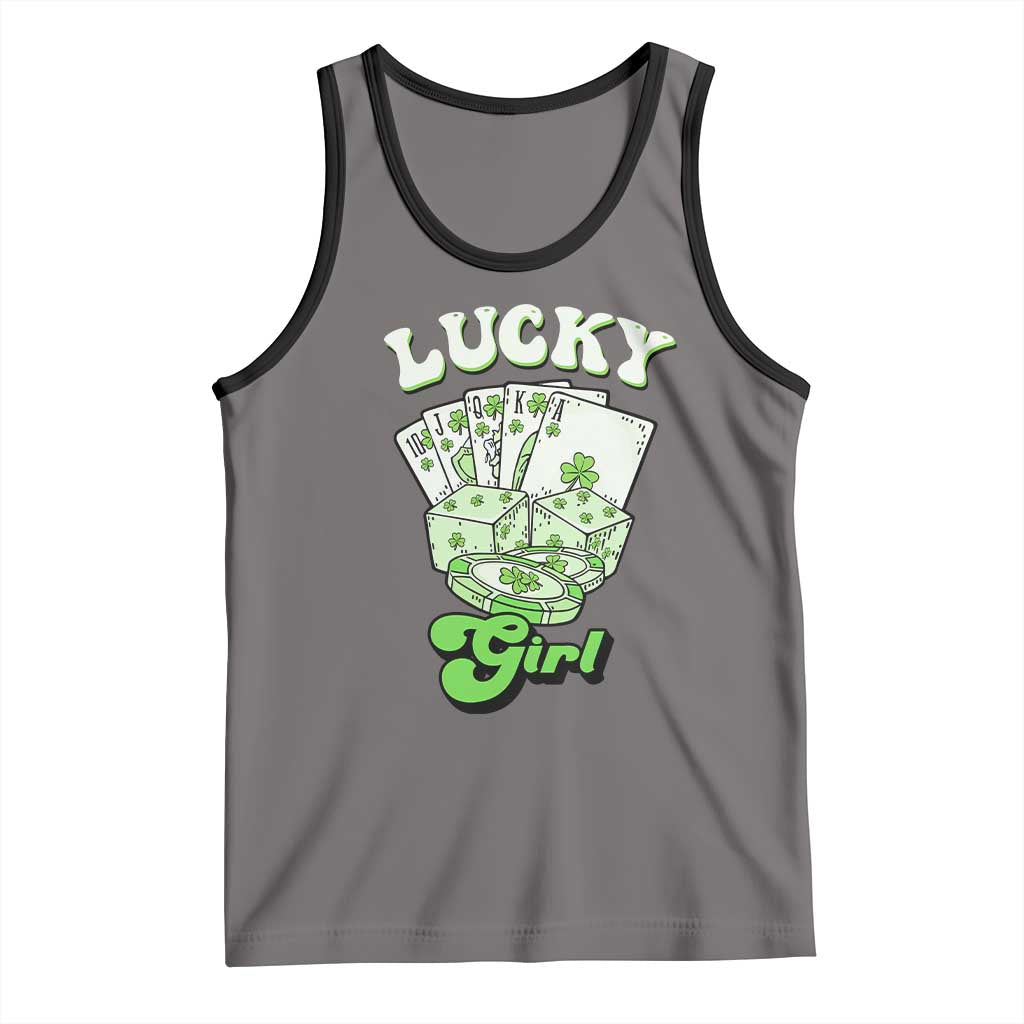 Funny St Patrick's Day Casino Games Tank Top Lucky Girl Shamrock Casino Poker Chips Cards