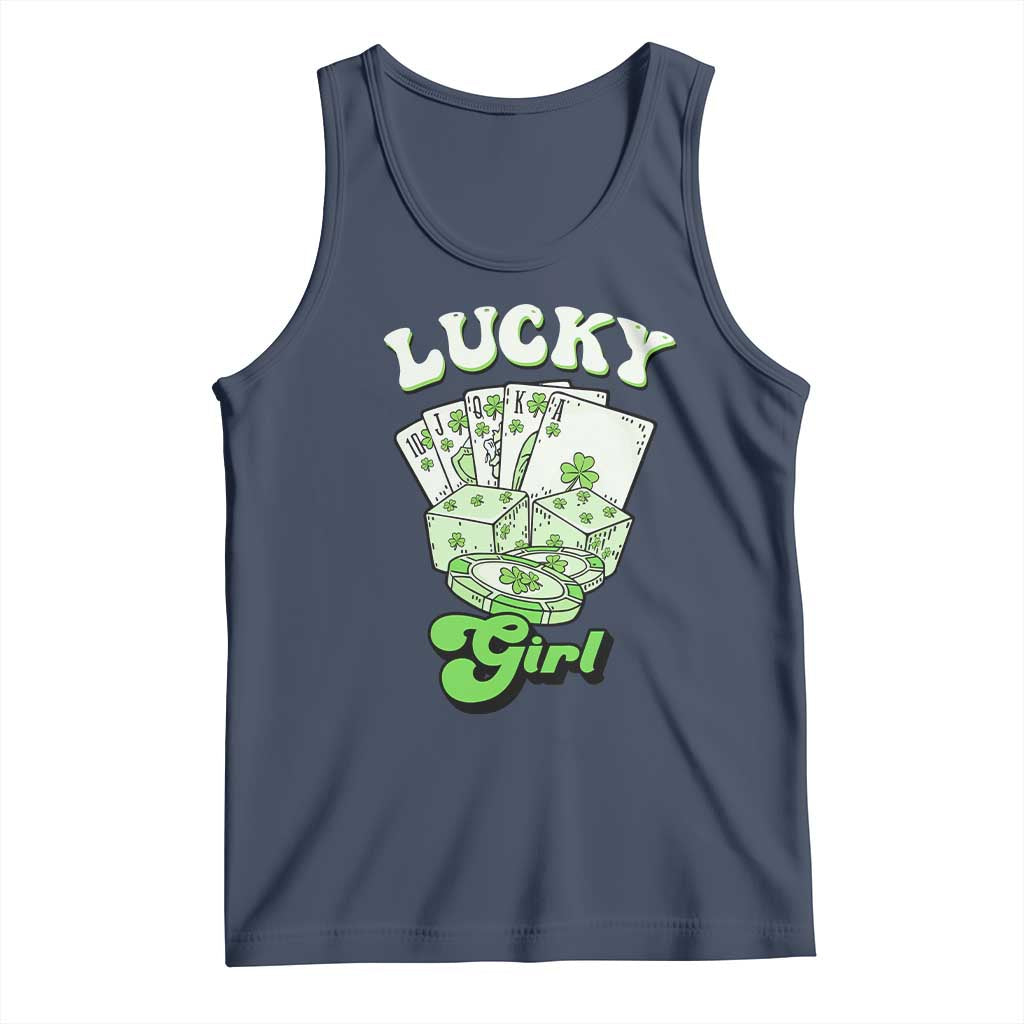 Funny St Patrick's Day Casino Games Tank Top Lucky Girl Shamrock Casino Poker Chips Cards